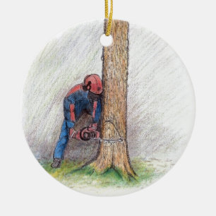 Arborist Tree Surgeon Keramikornament