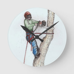 Arborist Tree Surgeon Runde Wanduhr