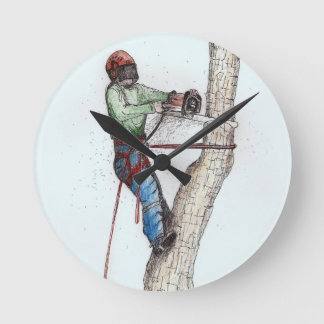 Arborist Tree Surgeon Runde Wanduhr