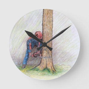Arborist Tree Surgeon Runde Wanduhr