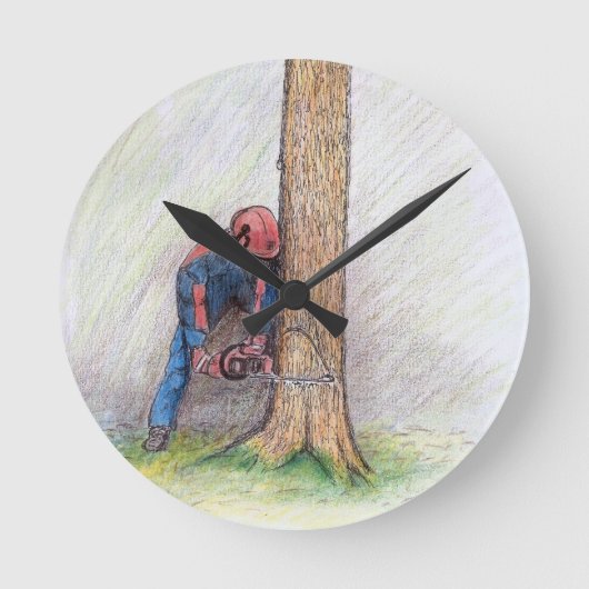 Arborist Tree Surgeon Runde Wanduhr (Vorderseite)