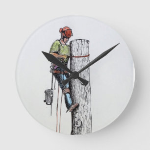 Arborist Tree Surgeon Runde Wanduhr