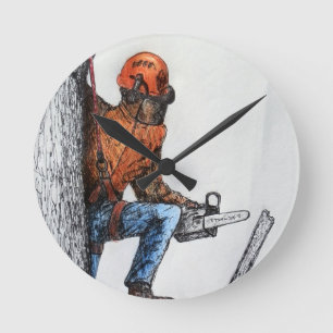 Arborist Tree Surgeon Runde Wanduhr