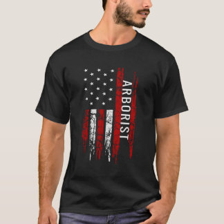 Arborist Treuechirurg Amerikanisch Flagge Lumberja T-Shirt