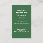 Arborist-Visitenkarte Visitenkarte (Rückseite)