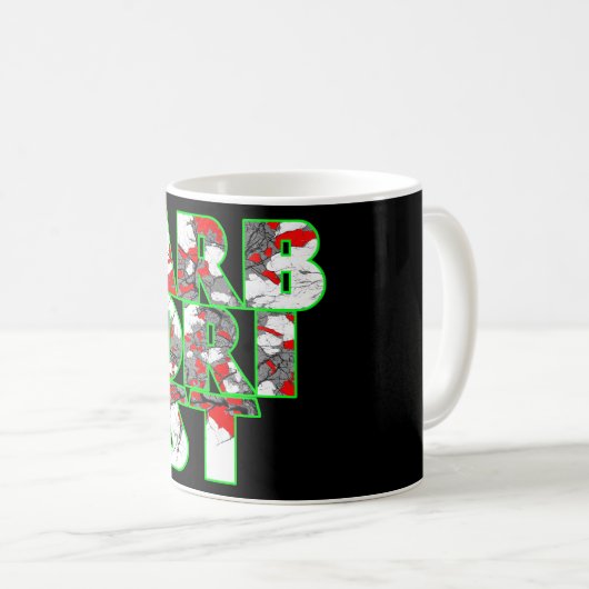 Arboristisches Cool-grün- und rotes Textdesign Kaffeetasse (VorderseiteRechts)