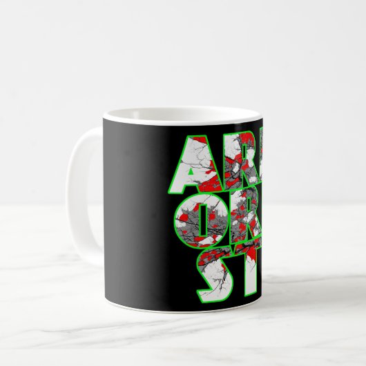 Arboristisches Cool-grün- und rotes Textdesign Kaffeetasse (Vorderseite Links)