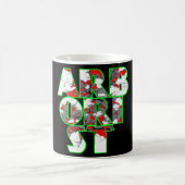 Arboristisches Cool-grün- und rotes Textdesign Kaffeetasse (Mittel)