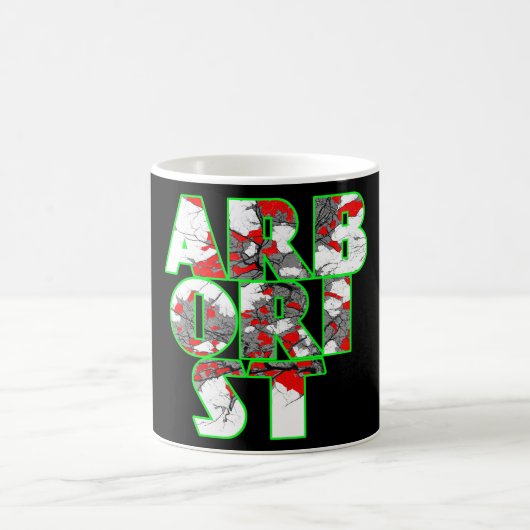 Arboristisches Cool-grün- und rotes Textdesign Kaffeetasse (Mittel)