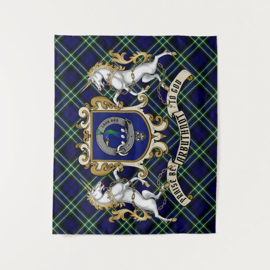 Arbuthnot Clan Abzeichen & Tartan Tapestry Wandteppich (Vorderseite)