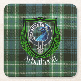 Arbuthnott Scottish Clan Tartan und Wappen Rechteckiger Pappuntersetzer