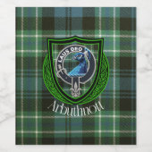 Arbuthnott Scottish Clan Tartan und Wappen Weinetikett (Einzelnes Label)