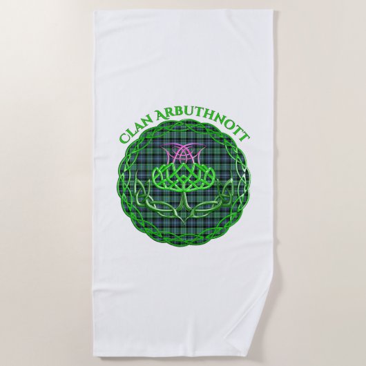 Arbuthnott Scottish Tartan Celtic Thistle Strandtuch (Vorderseite)