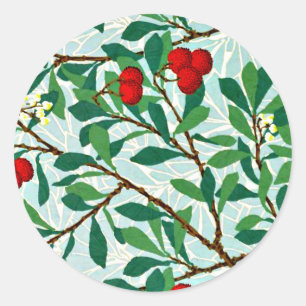 Arbutus, berühmtes Muster von William Morris Runder Aufkleber