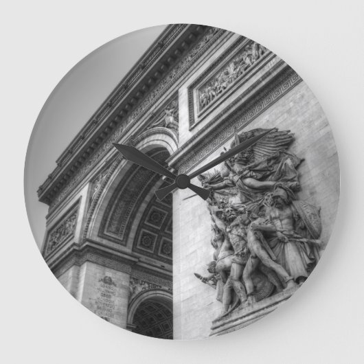 Arc de Triomphe b/w Große Wanduhr (Vorderseite)