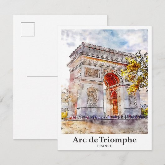 Arc de Triomphe Frankreich Kunst Aquarell Skizze Postkarte (Vorne/Hinten)