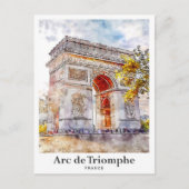 Arc de Triomphe Frankreich Kunst Aquarell Skizze Postkarte (Vorderseite)