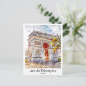 Arc de Triomphe Frankreich Kunst Aquarell Skizze Postkarte (Stehend Vorderseite)