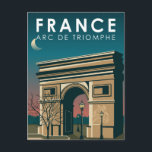 Arc de Triomphe Frankreich Retro Reisen Vintag Postkarte<br><div class="desc">Arc de Triomphe Vektorgrafik. Es ist eines der berühmtesten Denkmäler in Paris,  Frankreich,  stehend am Western der Champs-Élysées im Zentrum des Place Charles de Gaulle.</div>