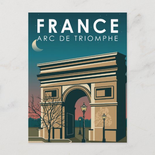 Arc de Triomphe Frankreich Retro Reisen Vintag Postkarte (Vorderseite)