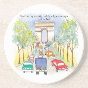 Arc de Triomphe Ink and Watercolor Whimsical Art Getränkeuntersetzer