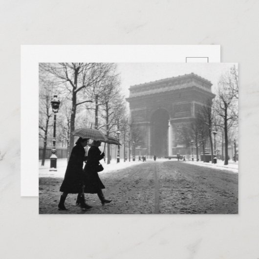 Arc de Triomphe neige - 1940 - Robert Doisneau Postkarte (Vorne/Hinten)