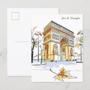 Arc de Triomphe Paris Frankreich Illustration Trav Postkarte