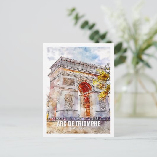 Arc de Triomphe Paris Reisen Place Wasserfarben Postkarte (Stehend Vorderseite)