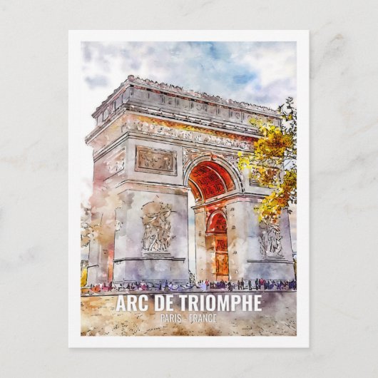 Arc de Triomphe Paris Reisen Place Wasserfarben Postkarte (Vorderseite)