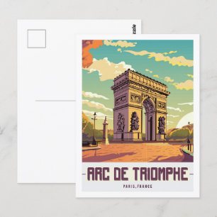 Arc de Triomphe Paris Reiseort Illustration Postkarte