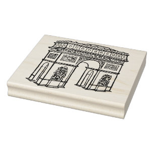 Arc de Triomphe - Paris - Retro Design Art Briefma Gummistempel