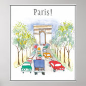 Arc de Triomphe Paris Whimsical Watercolor Poster (Vorne)