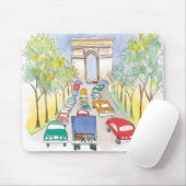 Arc de Triomphe Paris Whimsical Watercolor Sketch Mousepad (Mit Mouse)