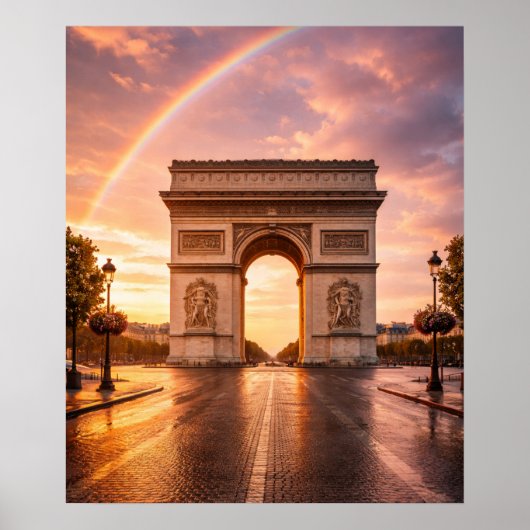 Arc de Triomphe under rainbow Poster (Vorne)