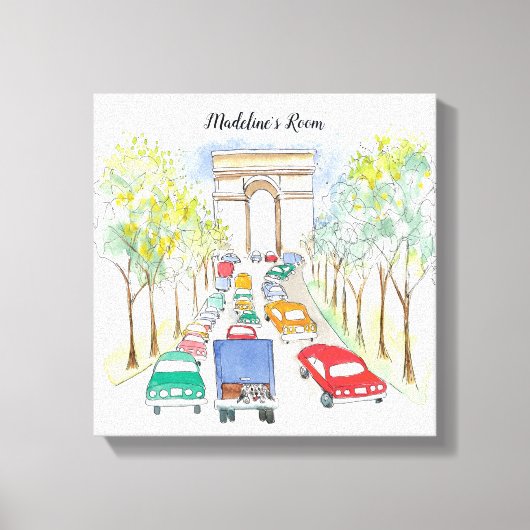 Arc de Triomphe Whimsical Watercolor Malerei Leinwanddruck (Vorderseite)