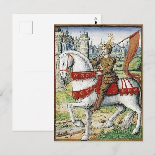 Arc-Joan auf Pferd Postkarte (Vorne/Hinten)