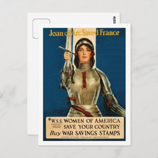 Arc-Joan rettete Frankreich Weltkrieg 1 Postkarte (Vorne/Hinten)
