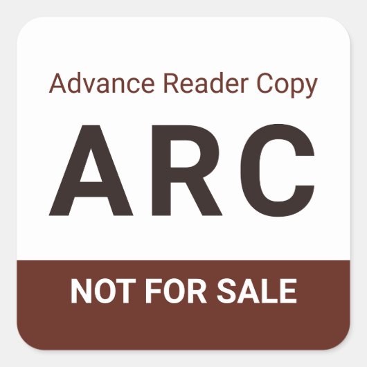 ARC Not for Sale Advance Reader Copy Book Author Quadratischer Aufkleber (Vorderseite)