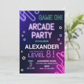 Arcade Birthday Einladung Gamer Einladung Gaming (Stehend Vorderseite)