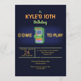 Arcade Birthday Party Einladung