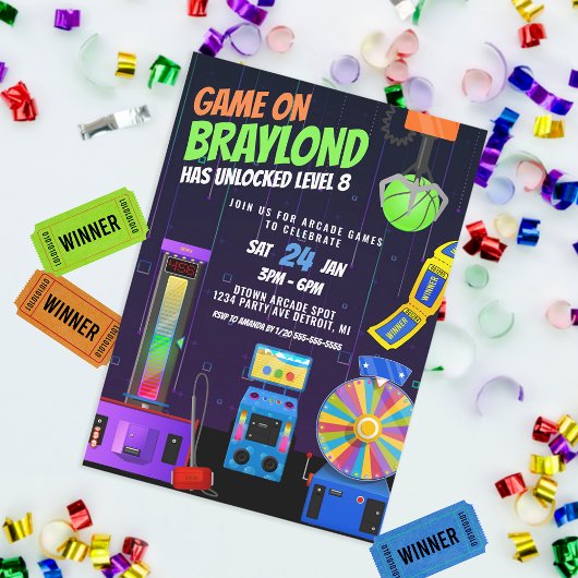 Arcade Birthday Party Einladung