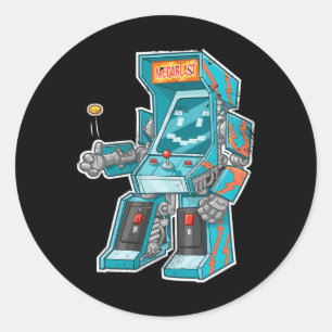 Arcade-Bot- Videospielkabine mit Joystick in Di Runder Aufkleber