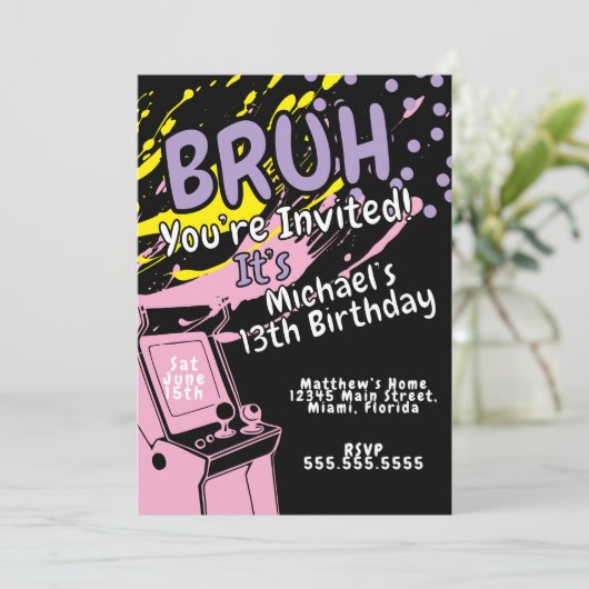 Arcade Colorful Birthday Party Pink  (Stehend Vorderseite)