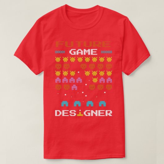 Arcade-Designer für das zukünftige Videospiel T-Shirt (Design vorne)