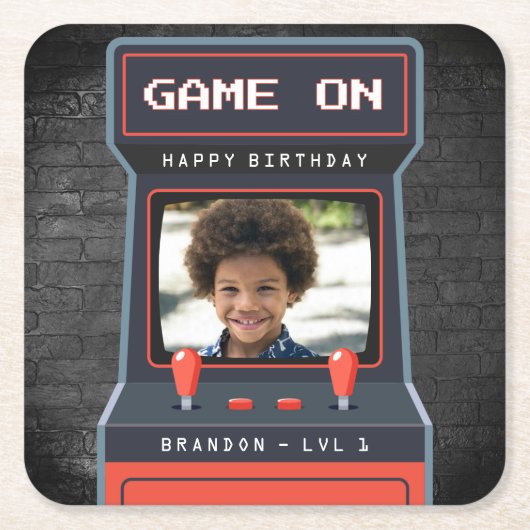 Arcade Game Foto Bridge Retro Rechteckiger Pappuntersetzer (Vorderseite)