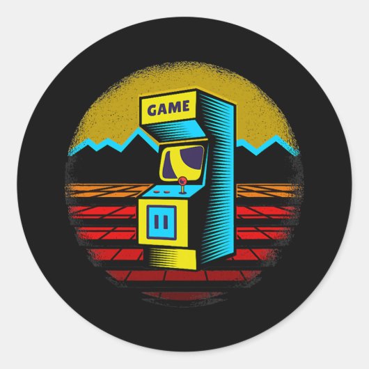 Arcade Game Machine Nostalgie Retro Gamer 80er 90s Runder Aufkleber (Vorderseite)