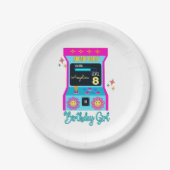 Arcade Game Retro Birthday Party Blue Pink Pappteller (Vorderseite)