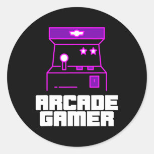 Arcade Gamer - aufrecht stehend Kabine mit Lila St Runder Aufkleber