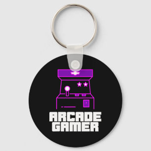 Arcade Gamer - aufrecht stehend Kabine mit Lila St Schlüsselanhänger