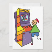 Arcade Gamer Strichmännchen Fun Vintages Videospie Einladung (Vorderseite)